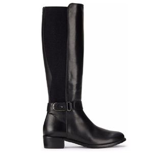 AQUATALIA Olita Black Leather Knee High Tall Block Heel Boots Size 6